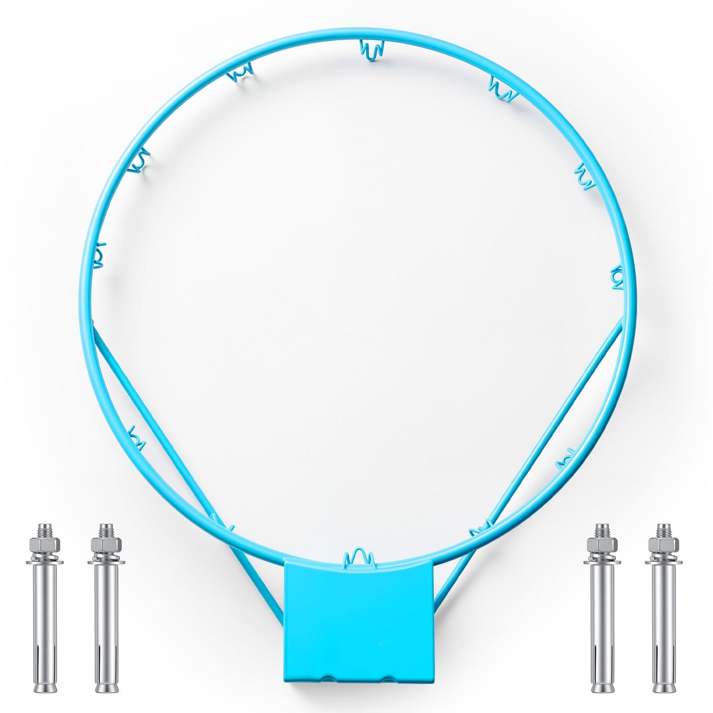 Sonwyoung 18 Inch Pool Basketball Hoop Replacement Rim, Stainless Steel Rust-Resistant for Outdoor Swimming Pool Games Family Party Adult Water Play, Includes Expansion Screws (Blue)