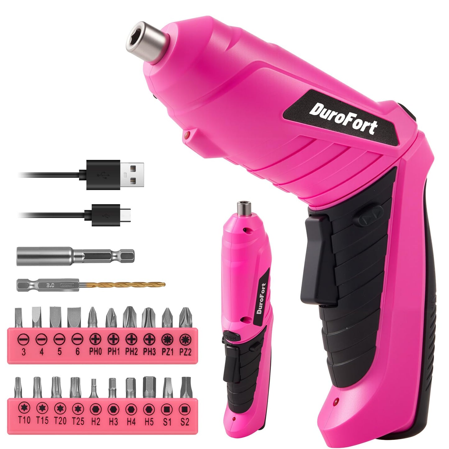 Pink Cordless Electric Screwdriver Set