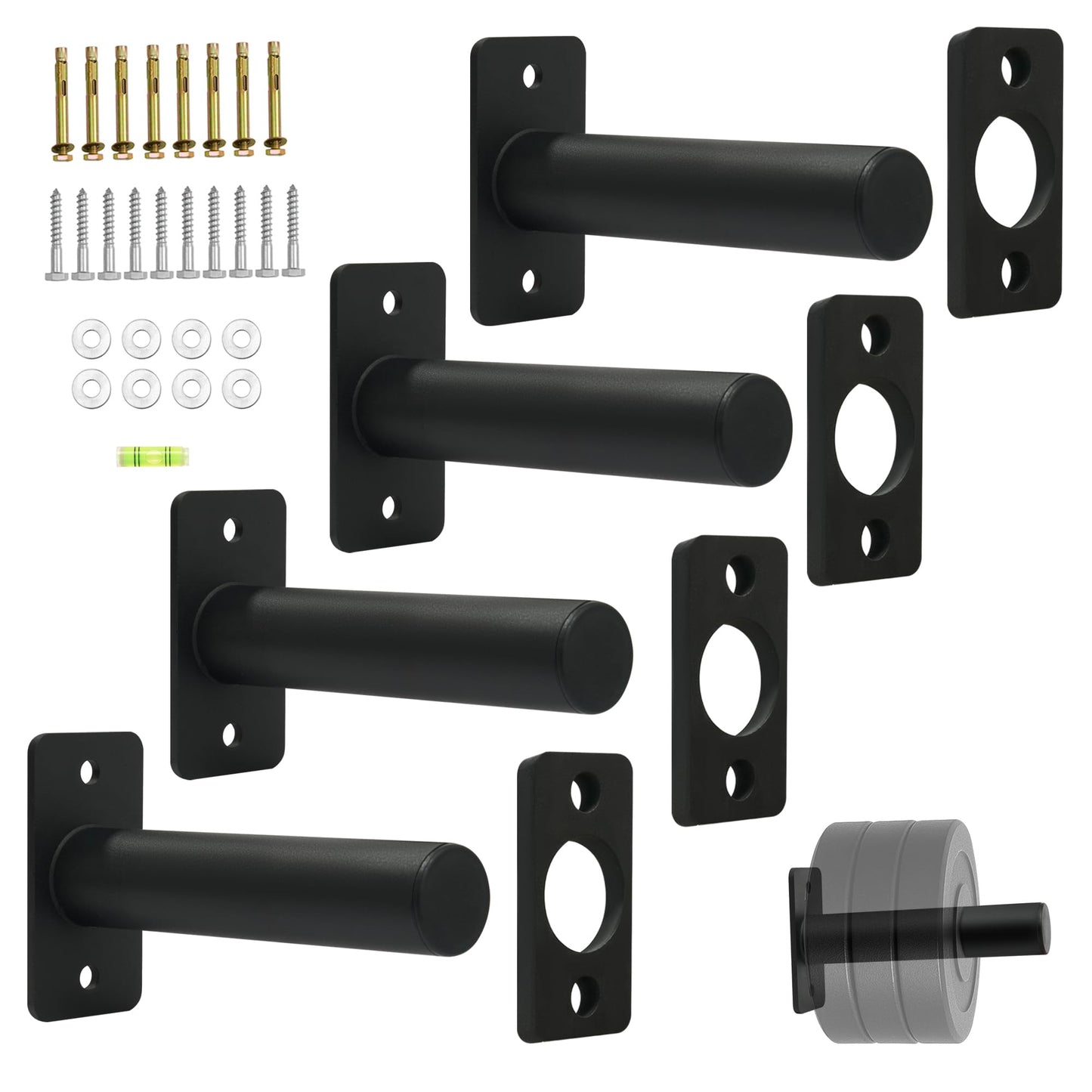 Wall Mounted Olympic Weight Plate Rack, Heavy Duty Metal 2" Plate Holder & Hanger For Home Gym, Garage Gym, Powerlifting & Fitness Equipment Storage, 275 Lbs Capacity Barbell Plate Organizer With Screws For Wood & Concrete Walls?4 Pack?
