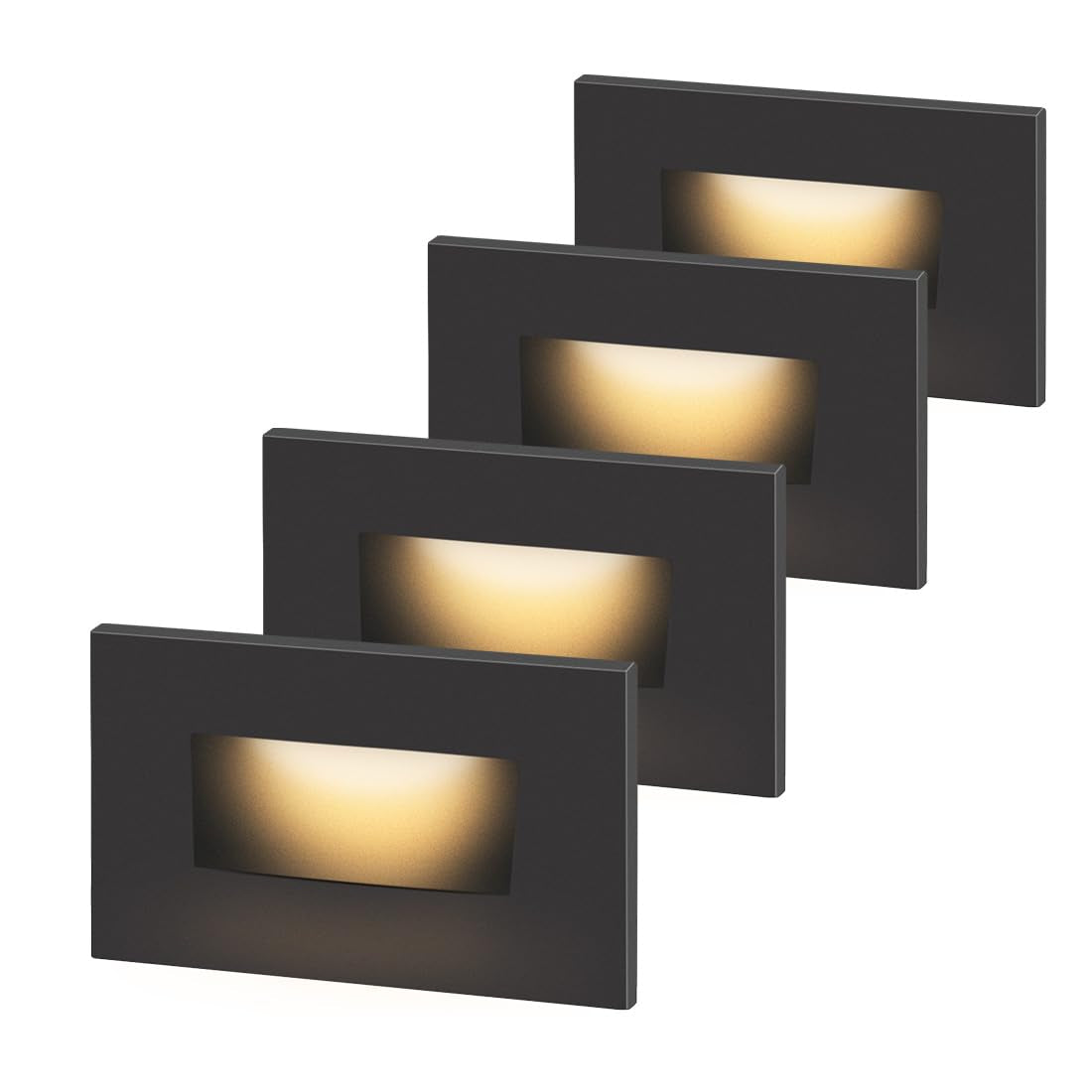 Kadision 120V Dimmable LED Step Lights, 3000K/4000K/5000K Selectable, 3.5W 175lm Indoor Outdoor Stair Lights, Aluminum ORB Finish, 4 Pack