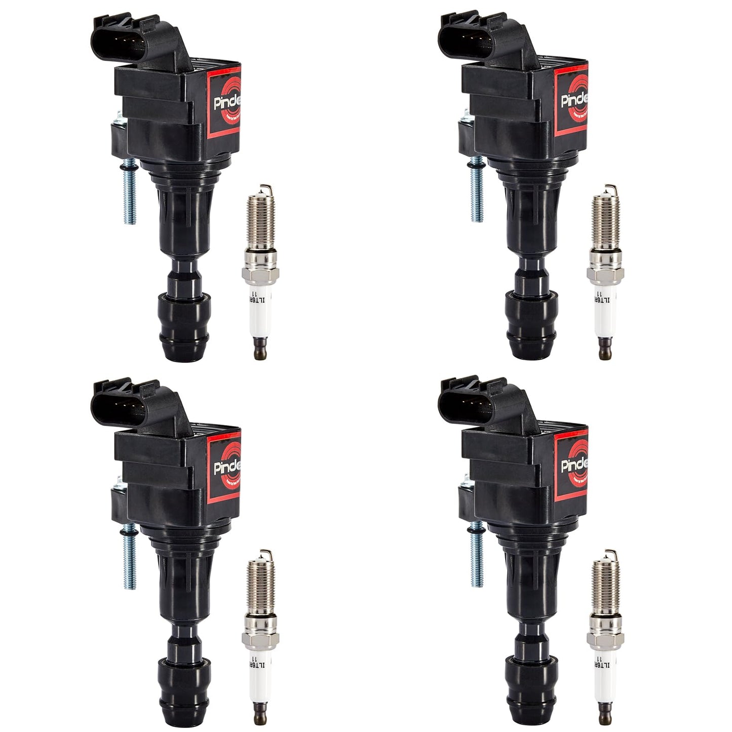 Pindex 4 Pack UF491 Ignition Coil Pack 12578224 And Spark Plugs XP5263 Coil Pack Kits Compatible With Chevy Equinox 10-17 Malibu 08-14 GMC Terrain 10-17 Buick Verano 12-17 2.0L 2.2L 2.4L L4