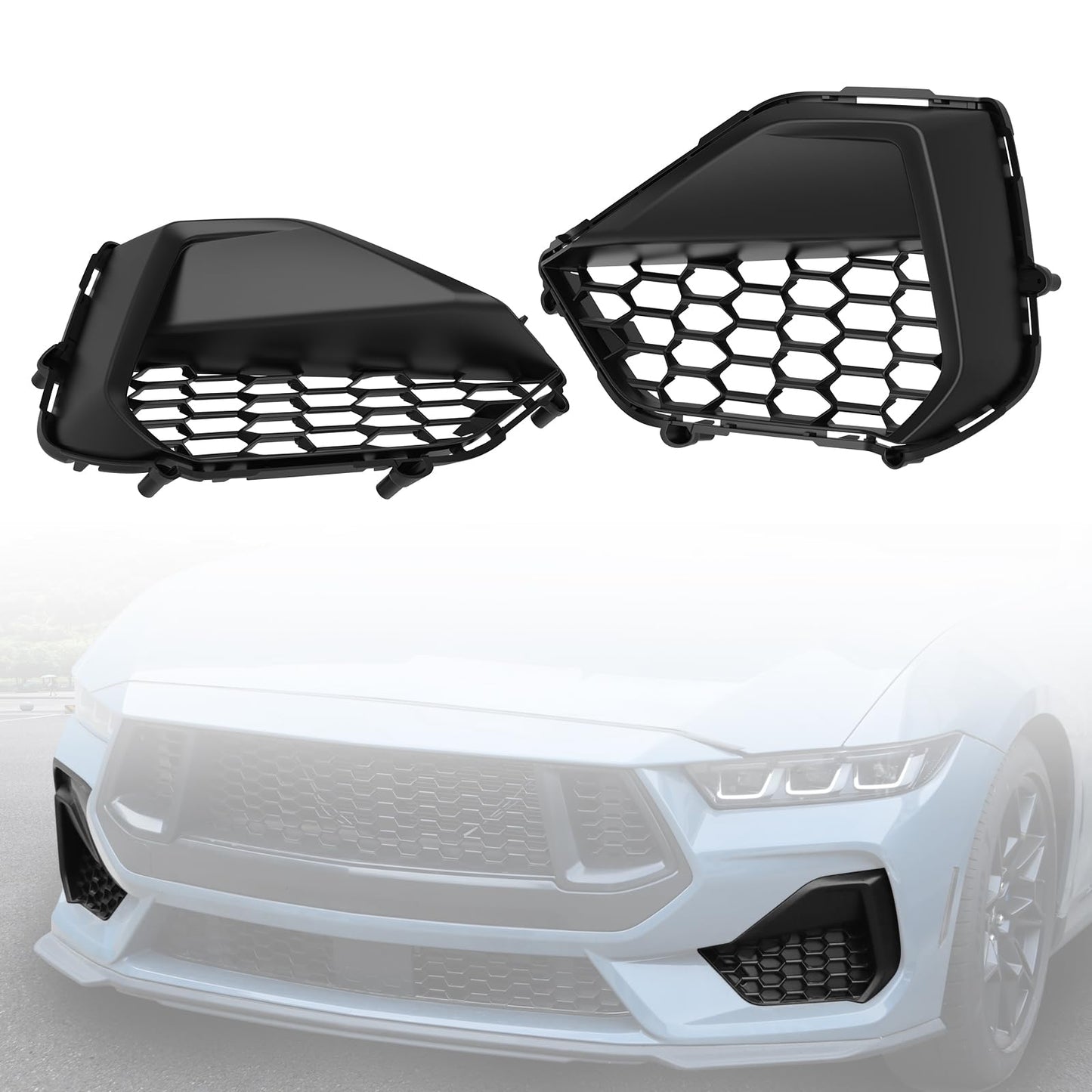LitMiRaCle Front Bumper Side Grille Trim Cover Compatible With Ford Mustang S650 GT 2024 2025, Front Lower Intake Air Duct Vent Cover For Mustang GT/GT Premium Accessories