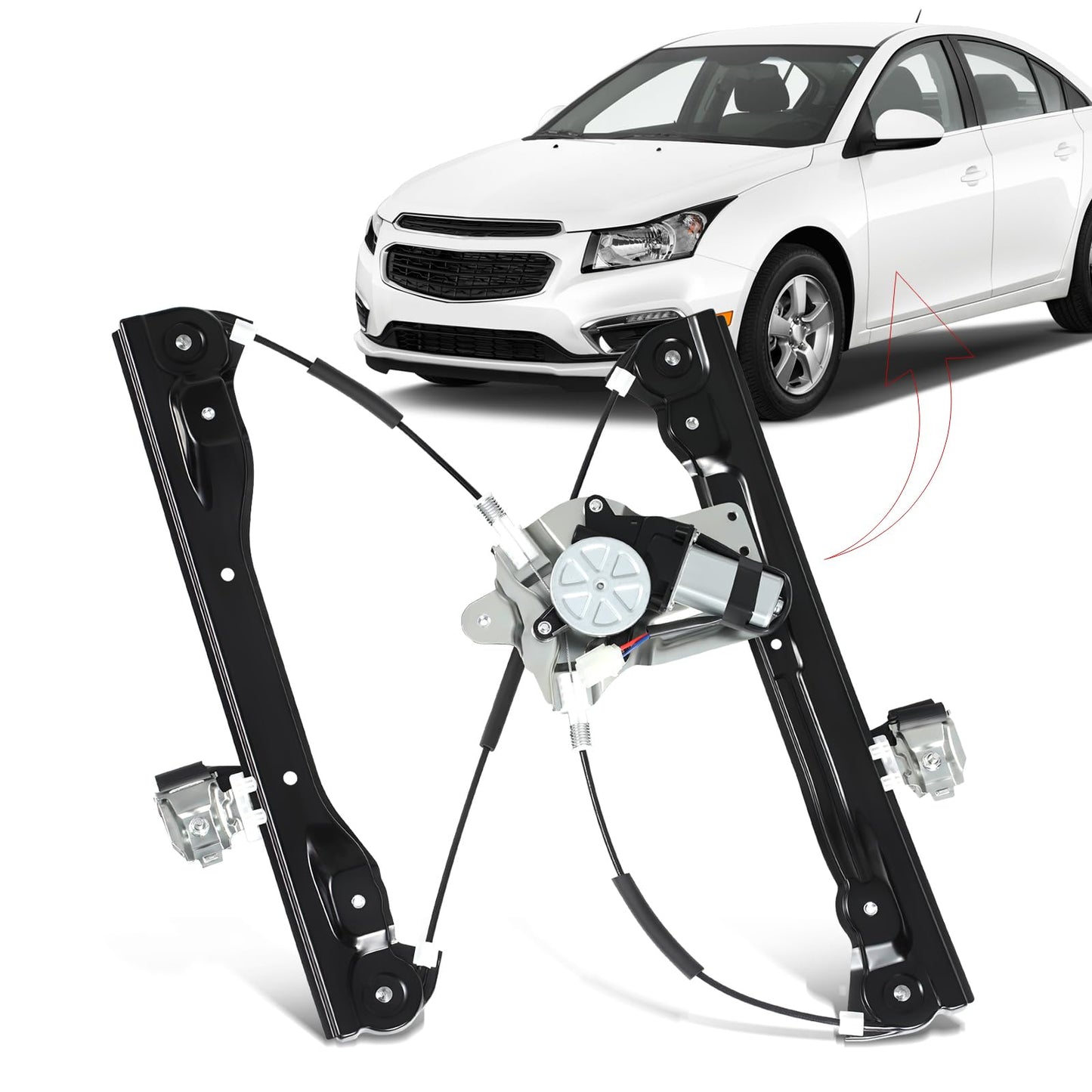 ISINFLASH Front Left Driver Side Power Window Regulator With Motor Fit For 2012-2015 Chevy Cruze 2016 Cruze Limited (2 Pins Terminal Connector Only) W/O Anti-Pinch Replace 751-739