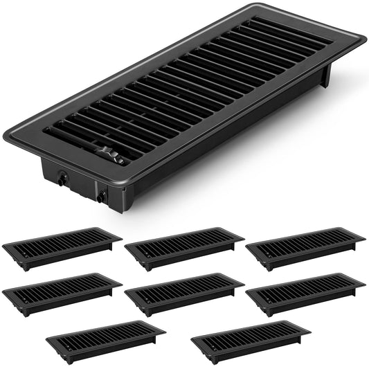 8 PCS Floor Vents Floor Registers 4x12 inch, Heavy Duty Metal Heat Air Vent Covers 4 X 12 with Rust Proof Finish for Home Office Wall Floor Registers Grilles & Vents (8, Black, 4x12 Inches)