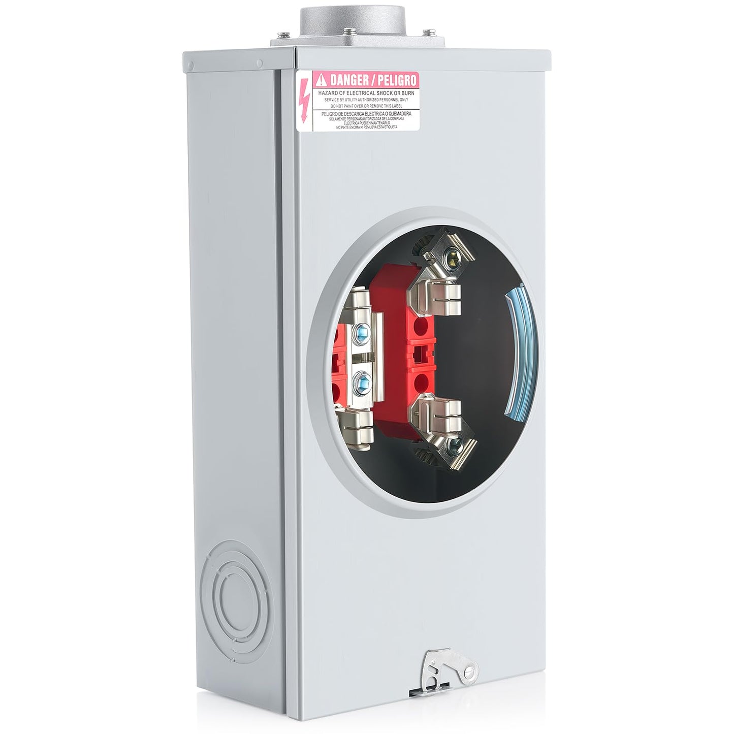Relaxweex 200a, 5 Jaw Meter Base Meter Socket, 17.3 x 8.7 x 4.7 Inch, 600v 1 Phase 3 Wire Ringless Type, with Horn Bypass, Suitable for Overhead/Underground Feed