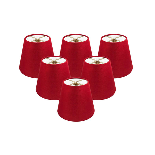 Royal Designs, Inc. CS-1103-5RED-6 Textured Linen Empire Chandelier Shade, 3 x 5 x 4.5, Red, 6-Pack