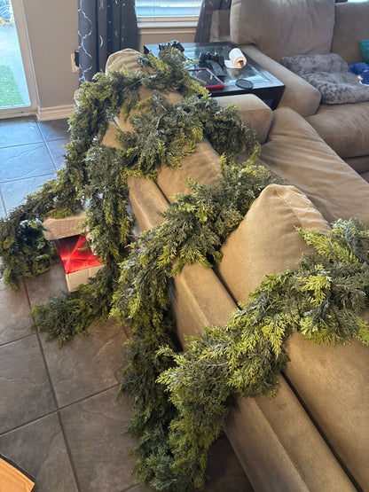 50+ Feet Artificial Cedar Garland. Very Heavy Duty.