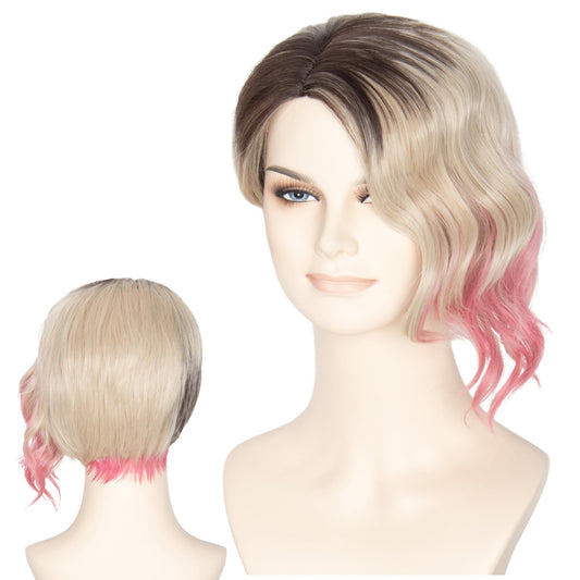 Short Blonde Pink Ombré Wig