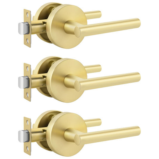 Brushed Gold Lever Passage Door Handles