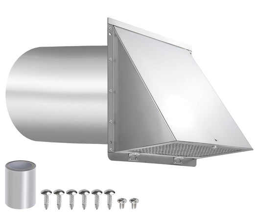 6” Hooded Wall Vent with Screen and Damper