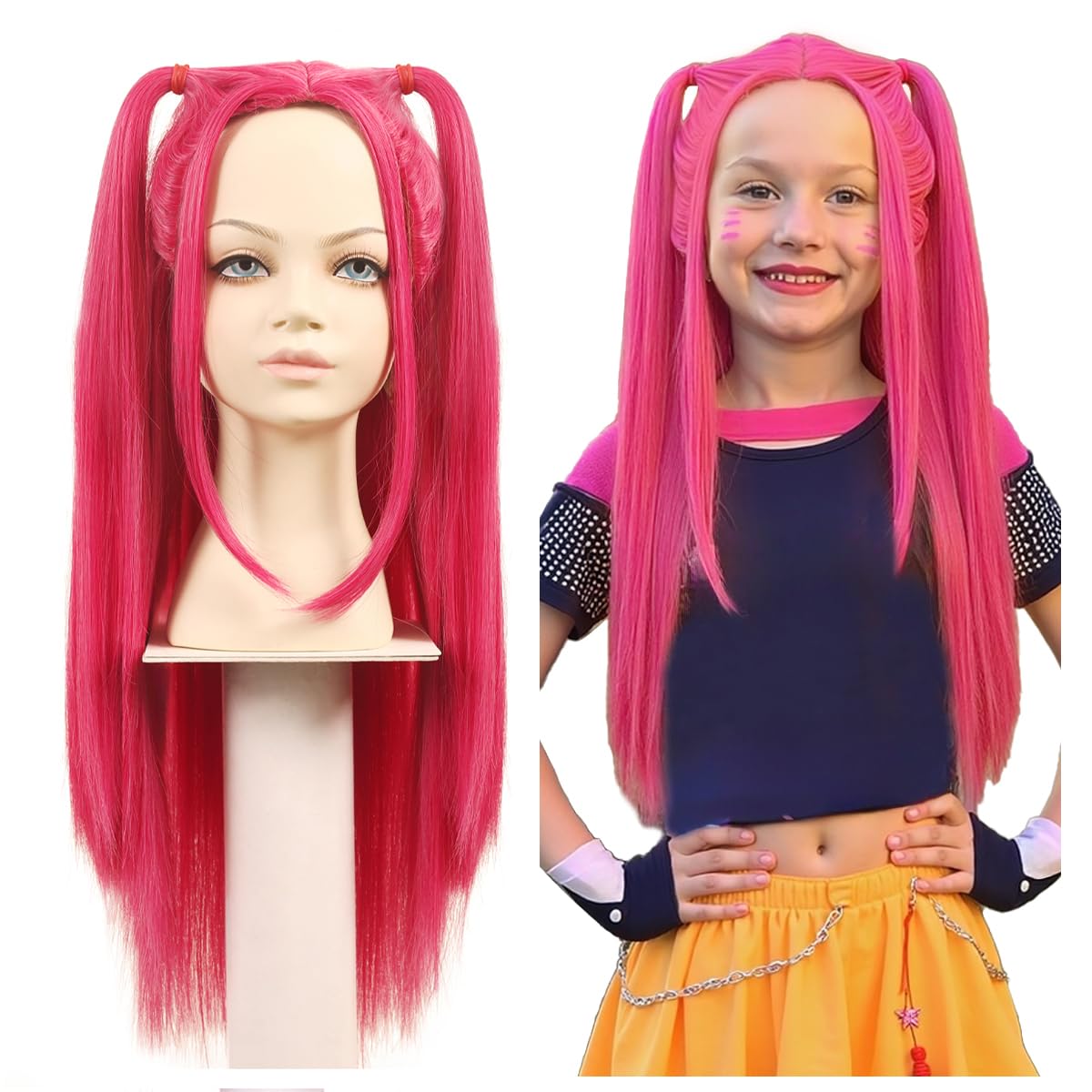 Long Straight Hot Pink Hair