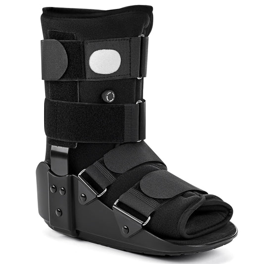 Medibot Advanced Walking Boot For Ankle Injuries & Fractures Adjustable Air Splint With Pump, Medium Black, Fits Shoe Size 6-10'', Men And Women
