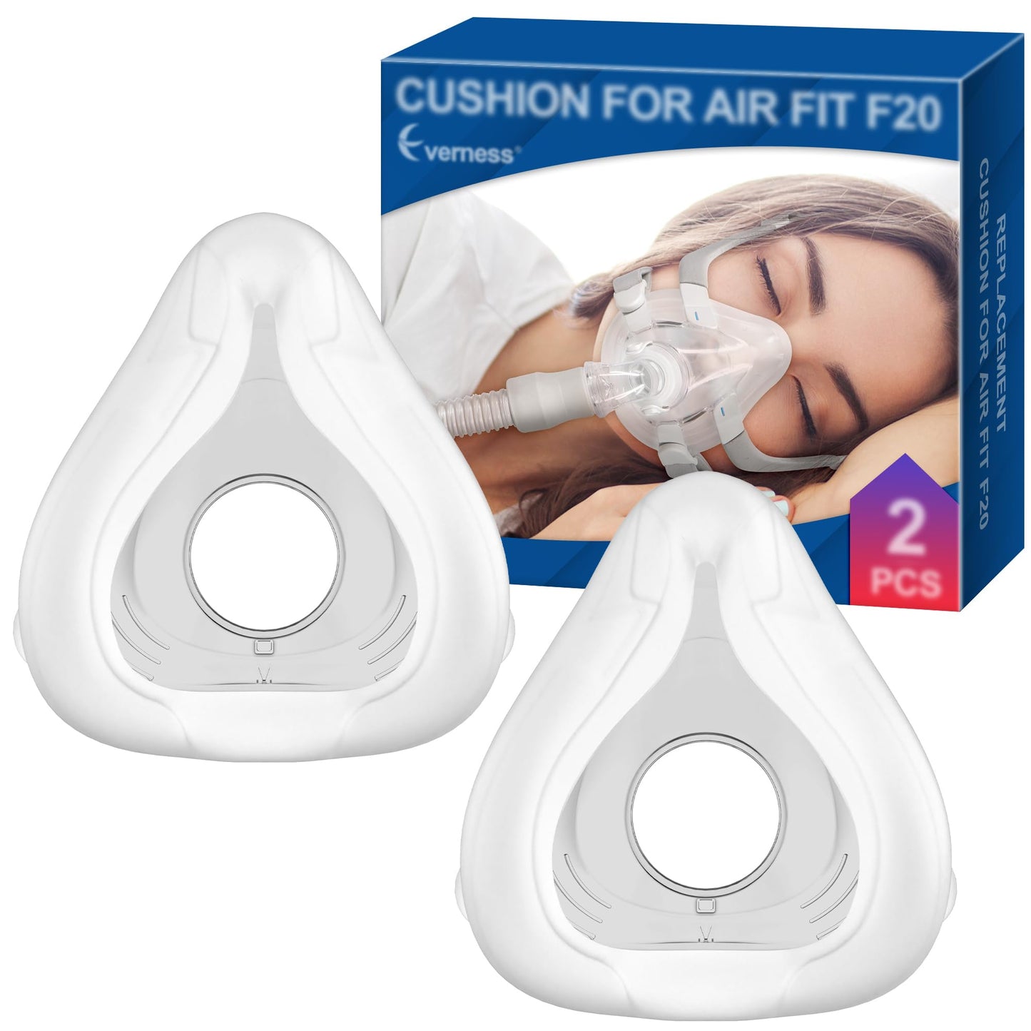 2 Packs Replacement Cushion (M) For AirFit F20, FSA/HSA Eligible, Reliable Seal & Softer Fit, Compatible With Original Frame, Great-Value & Durable Replacement Supplies By Everness (Medium)
