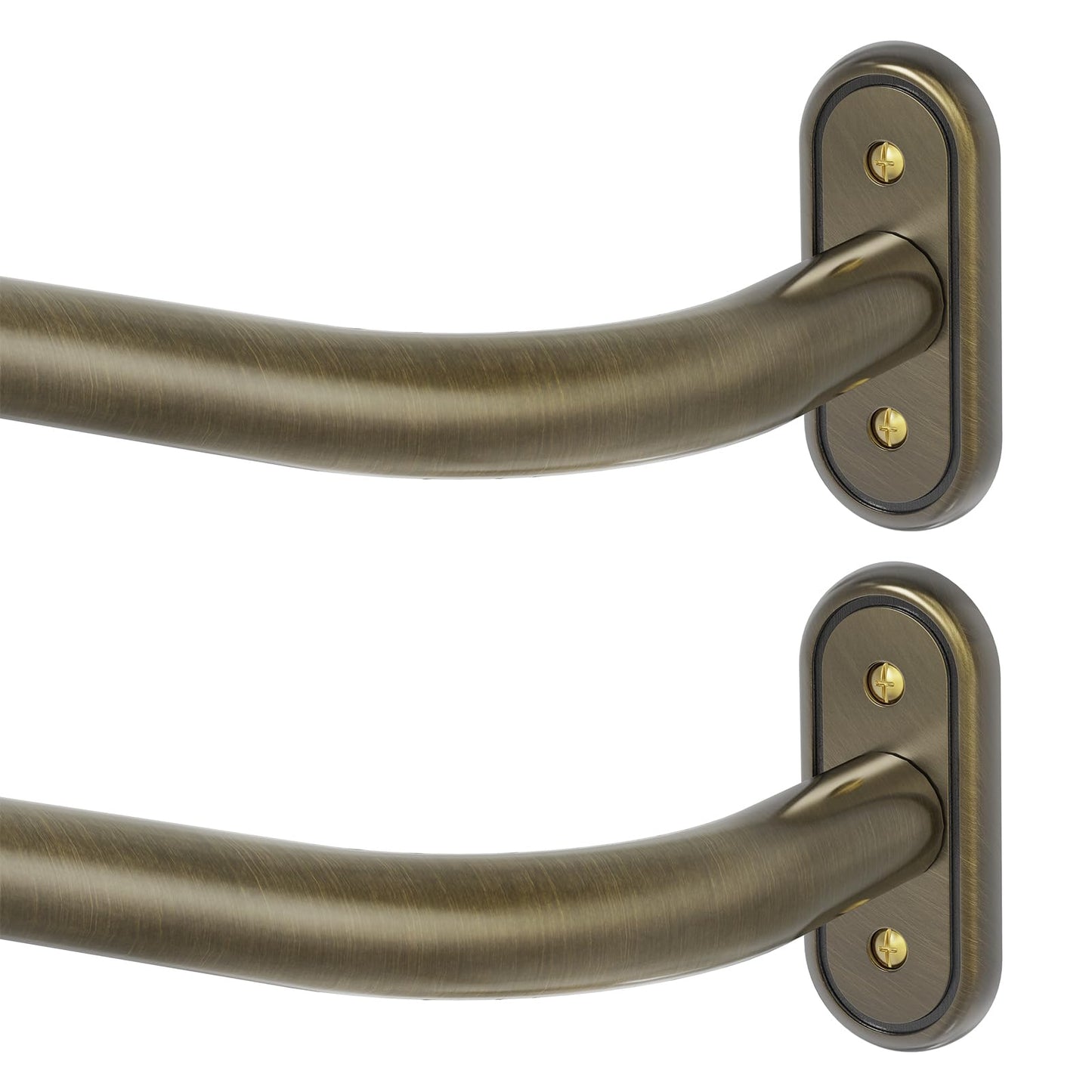 2 Pack Wrap Around Curtain Rod, Antique Bronze Blackout Curtain Rods For Windows 48 To 84 Inch, 1 Inch Heavy Duty Adjustable Ceiling Bedroom Curved Drapery Rods, All Metal, Aluminium Bracket