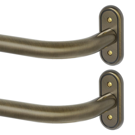 2 Pack Wrap Around Curtain Rod, Antique Bronze Blackout Curtain Rods For Windows 48 To 84 Inch, 1 Inch Heavy Duty Adjustable Ceiling Bedroom Curved Drapery Rods, All Metal, Aluminium Bracket