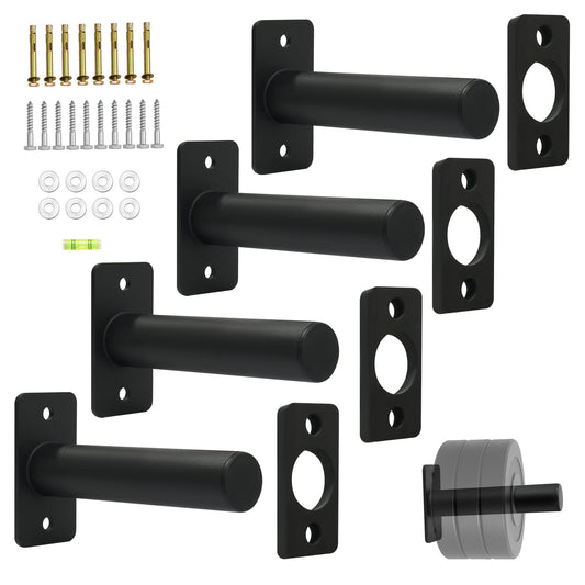 Wall Mounted Olympic Weight Plate Rack, Heavy Duty Metal 2" Plate Holder & Hanger For Home Gym, Garage Gym, Powerlifting & Fitness Equipment Storage, 275 Lbs Capacity Barbell Plate Organizer With Screws For Wood & Concrete Walls?4 Pack?