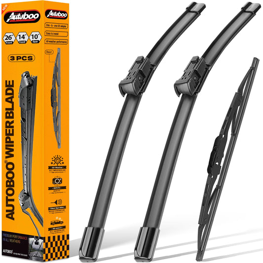 AUTOBOO 26"+14" Windshield Wipers With 10" Rear Wiper Blades Replacement For Chevrolet Trax 2013-2021 2022 2023,Buick Encore 2013-2022,Opel Mokka 2012-2020 -Original Factory Quality (Pack Of 3)