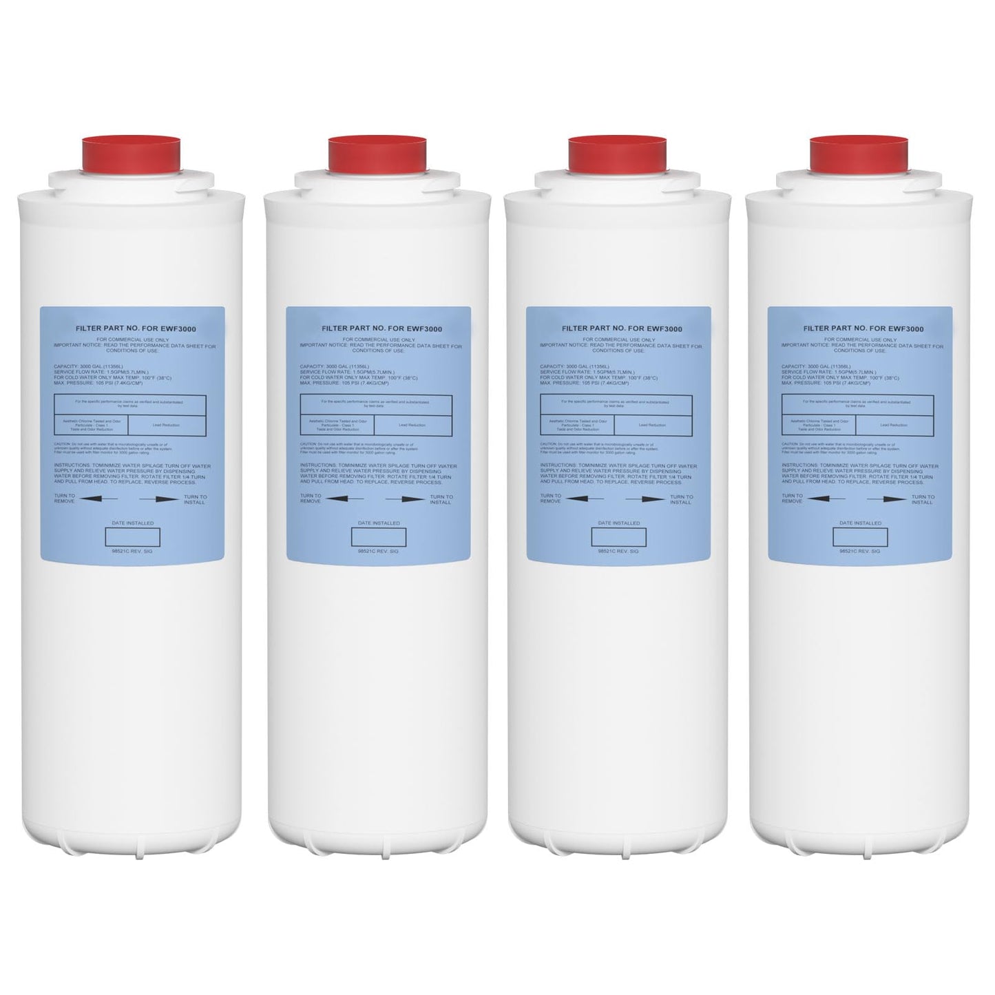 51300C Water Replacement Filter Compatible With Elkay 51300C EWF3000, And Ezh20 Bottle Filling Station, 3000 Gallon Water Filter Replacement For ERF750, 51299C, 55898C (No Chip) 4 Pack