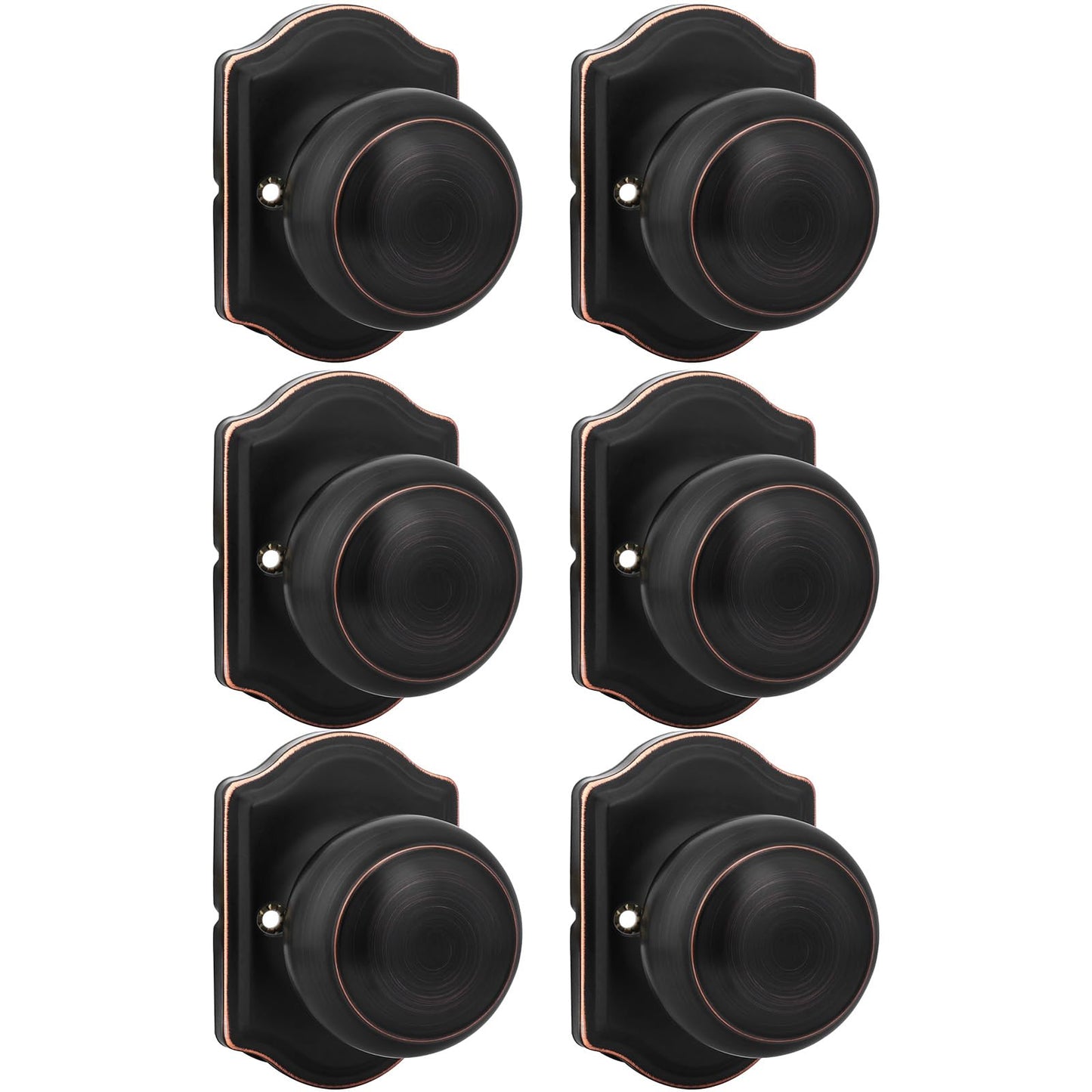 Goldenwarm Oil Rubbed Bronze Dummy Door Knobs, Single Side Bronze Door Knobs No-Turning, Pull Function For Closet, French Double Doors 6 Pieces