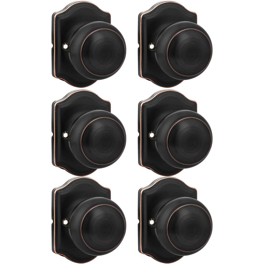 Goldenwarm Oil Rubbed Bronze Dummy Door Knobs, Single Side Bronze Door Knobs No-Turning, Pull Function For Closet, French Double Doors 6 Pieces