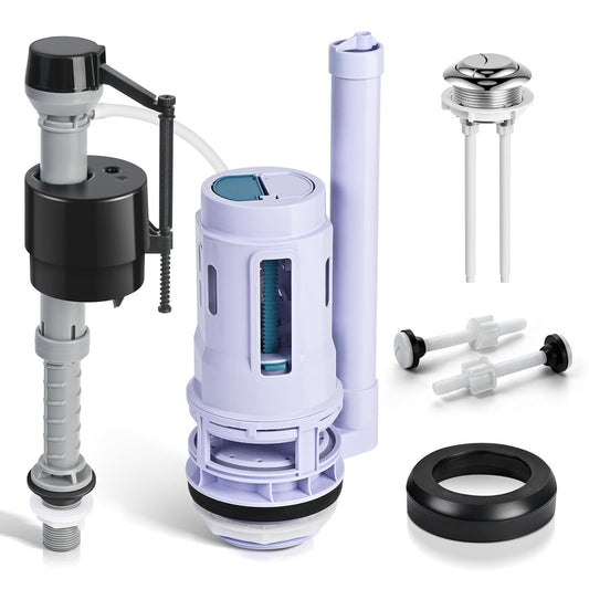 3-Inch Dual Flush Valve Replacement Kit For 2-Piece Toilets, Universal Toilet Repair Kit With Push Button, Fill Valve, Gasket & Bolts,Compatible With Glacier Bay, Kohler, American Standard, And Toto