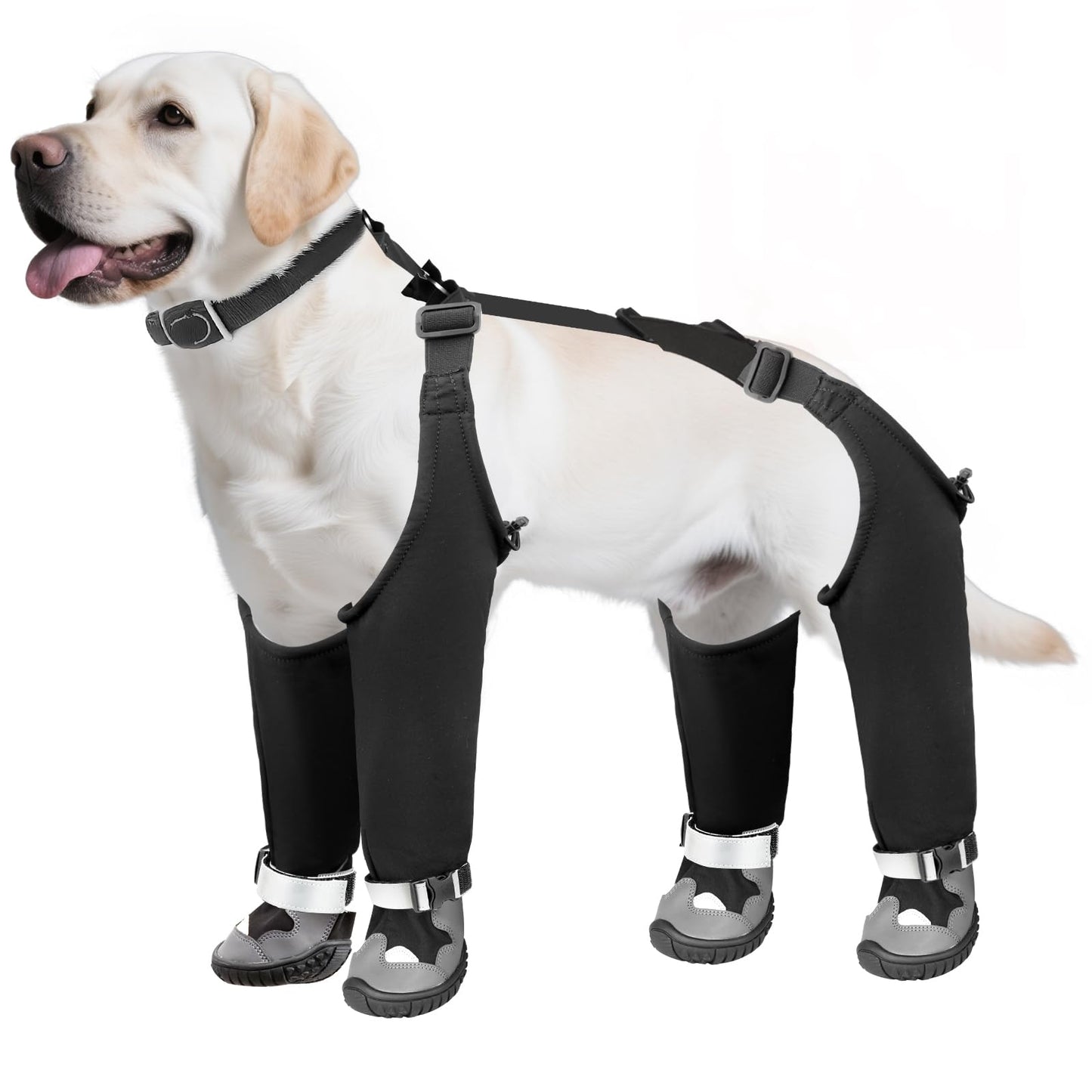 Dog Suspender Boots, Waterproof Dog Rain Boots, Puppy Snow Shoes For Winter, Anti Dirt Pants With Shoes, Adjustable Suspender Pants For Outdoor Walking & Paw Protectors