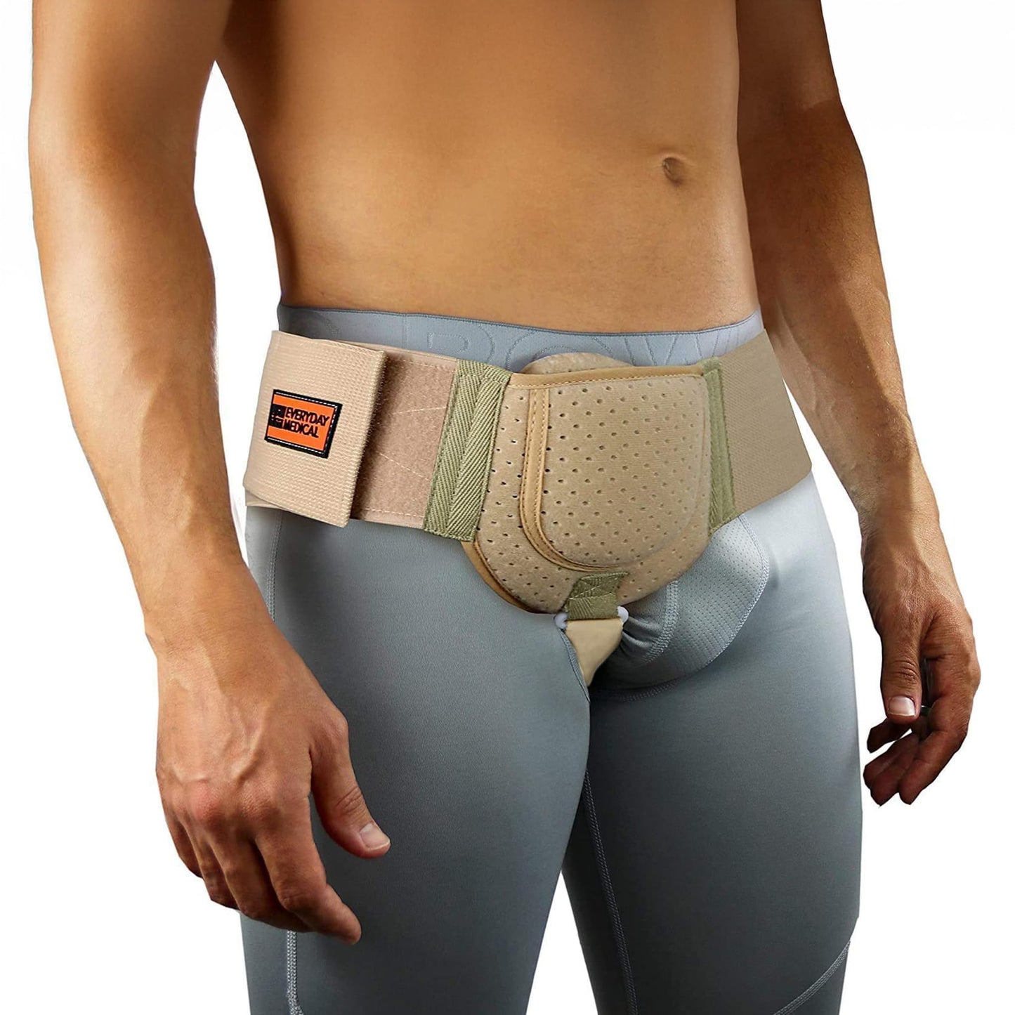 Everyday Medical Inguinal Hernia Support Belt For Men I Fits Left Or Right Side I Post Surgery Men And Womens Hernia Support Truss For Inguinal, Groin Hernias I Adjustable Waist Strap I Beige | S/M