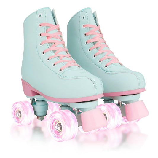 Jessie Roller Skates Women, Adult Breathable PU Leather Flash Wheels Roller Skates For Beginners Professionals Indoor&Outdoor(US Size: 10)