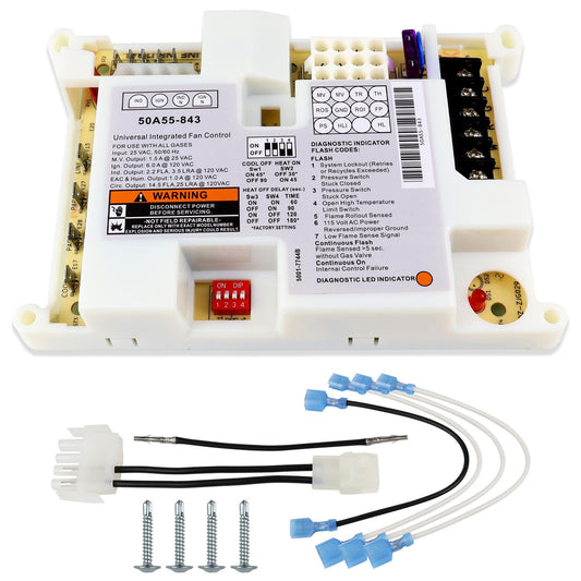 50A55-843 Furnace Control Board, Replace For White Rogers 50A55-843 Board, Replace 50A50-241/405, 50A55-288/486, 50A50/50A55 Series, Universal For Lennox Furnaces Board, 5 Year Warranty