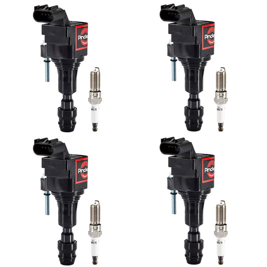 Pindex 4 Pack UF491 Ignition Coil Pack 12578224 And Spark Plugs XP5263 Coil Pack Kits Compatible With Chevy Equinox 10-17 Malibu 08-14 GMC Terrain 10-17 Buick Verano 12-17 2.0L 2.2L 2.4L L4