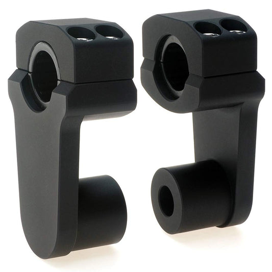 APE RACING Pivoting Handlebar Risers 2'' Height Rise – Billet Aluminum Universal Motorcycle Bar Clamps For 7/8'' & 1-1/8'' Handlebars – Mounts To Oversize 1-1/8'' Stem Clamp Black